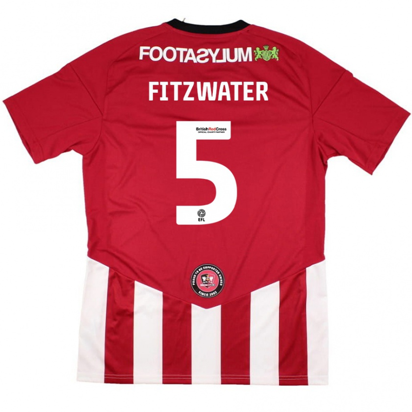 Kandiny Hombre Camiseta Jack Fitzwater #5 Rojo Blanco 1ª Equipación 2024/25 La Camisa Chile