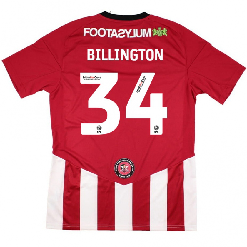 Kandiny Hombre Camiseta Gabe Billington #34 Rojo Blanco 1ª Equipación 2024/25 La Camisa Chile