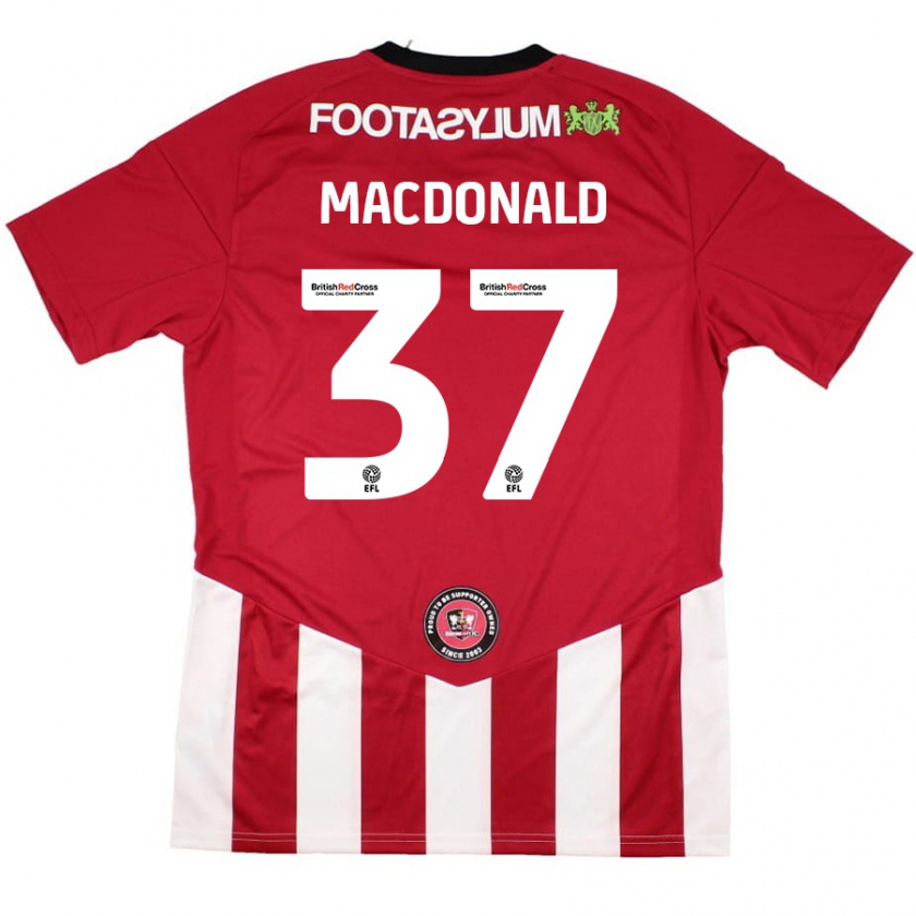 Kandiny Hombre Camiseta Shaun Macdonald #37 Rojo Blanco 1ª Equipación 2024/25 La Camisa Chile