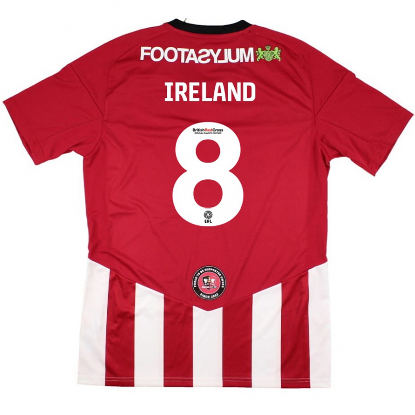 Kandiny Hombre Camiseta Beth Ireland #8 Rojo Blanco 1ª Equipación 2024/25 La Camisa Chile