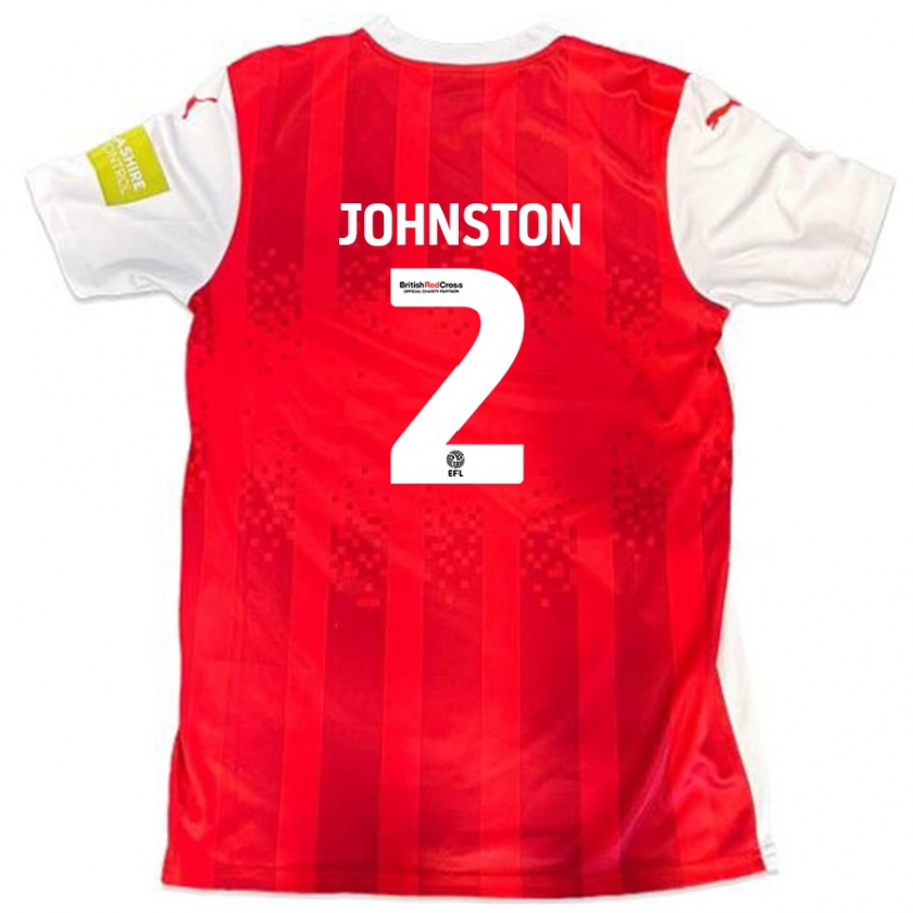 Kandiny Hombre Camiseta Carl Johnston #2 Rojo Blanco 1ª Equipación 2024/25 La Camisa Chile