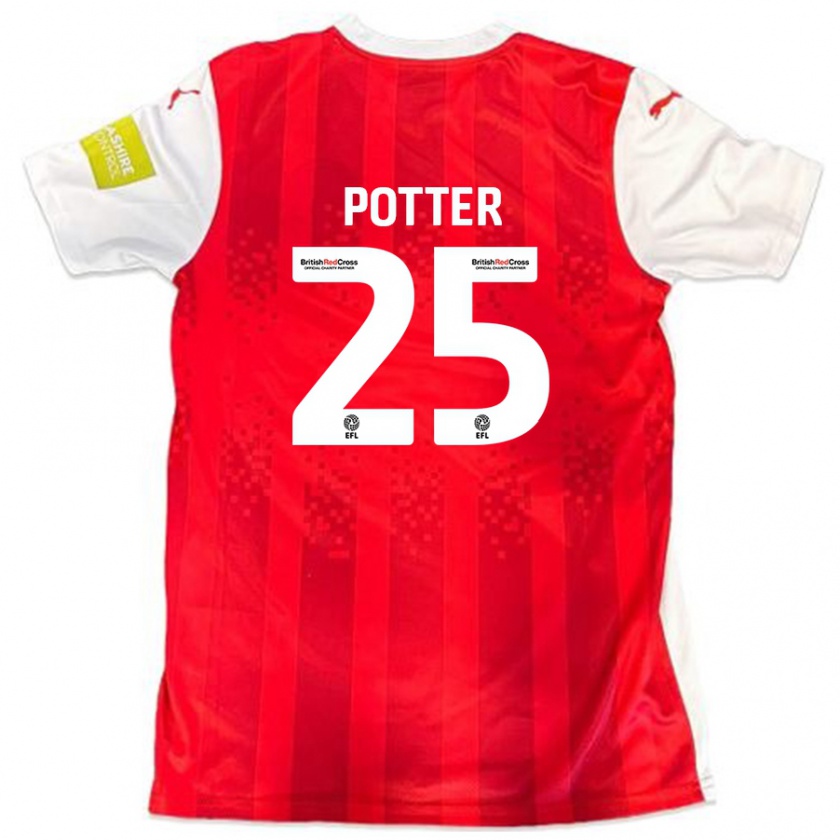 Kandiny Hombre Camiseta Finley Potter #25 Rojo Blanco 1ª Equipación 2024/25 La Camisa Chile