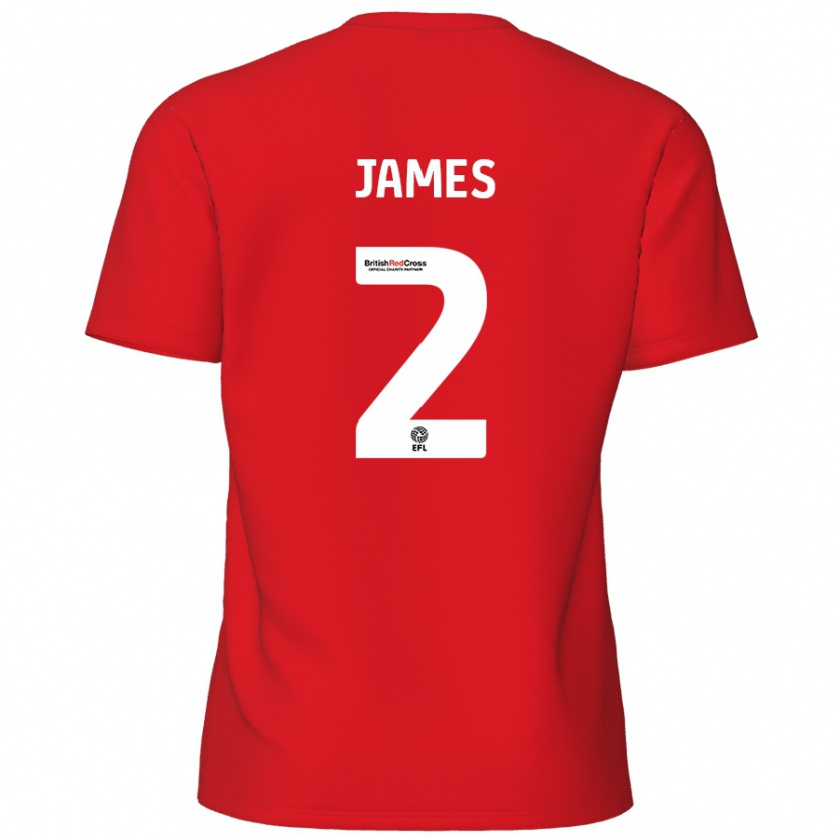 Kandiny Hombre Camiseta Tom James #2 Rojo 1ª Equipación 2024/25 La Camisa Chile