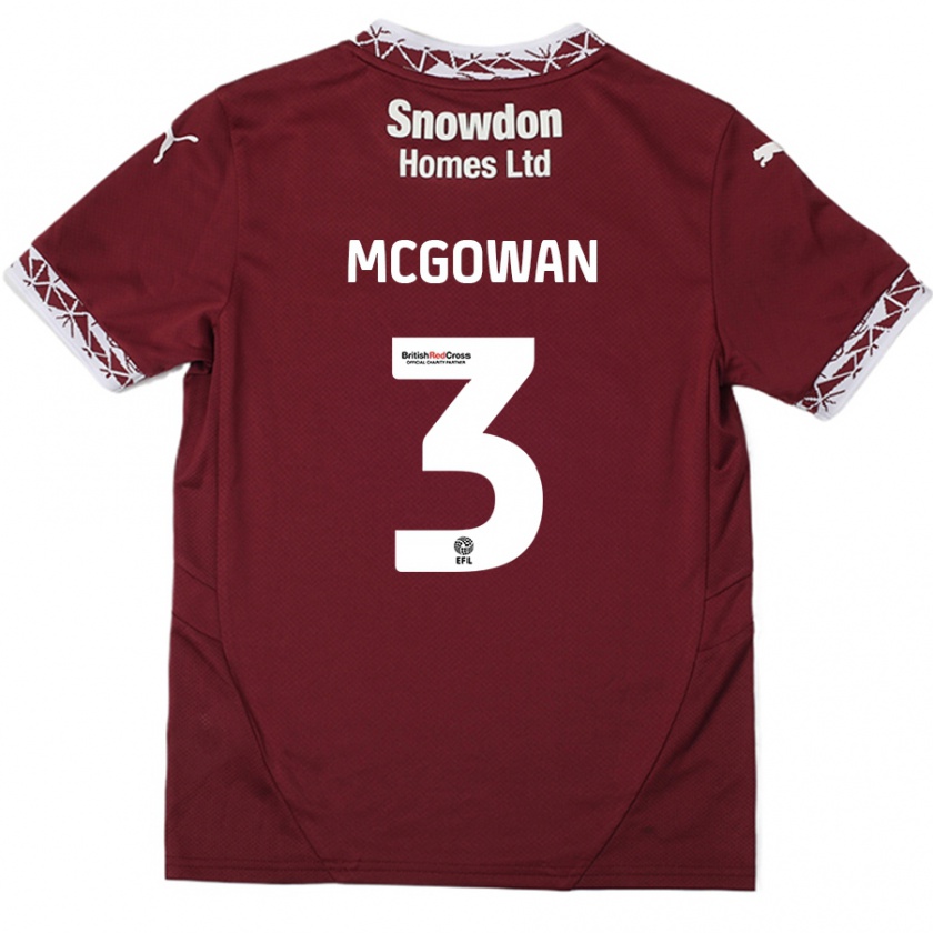 Kandiny Hombre Camiseta Aaron Mcgowan #3 Borgoña 1ª Equipación 2024/25 La Camisa Chile