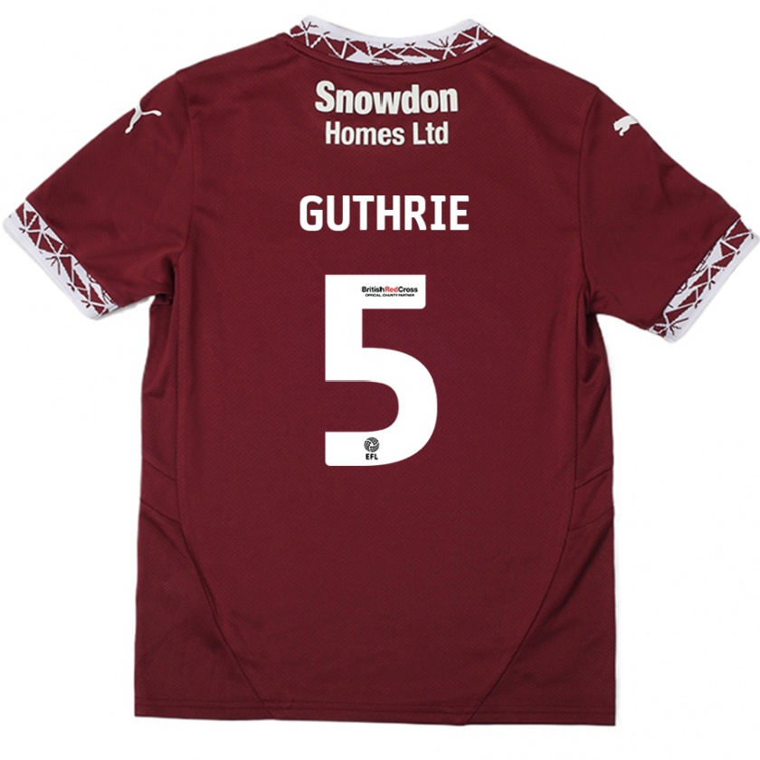 Kandiny Hombre Camiseta Jon Guthrie #5 Borgoña 1ª Equipación 2024/25 La Camisa Chile