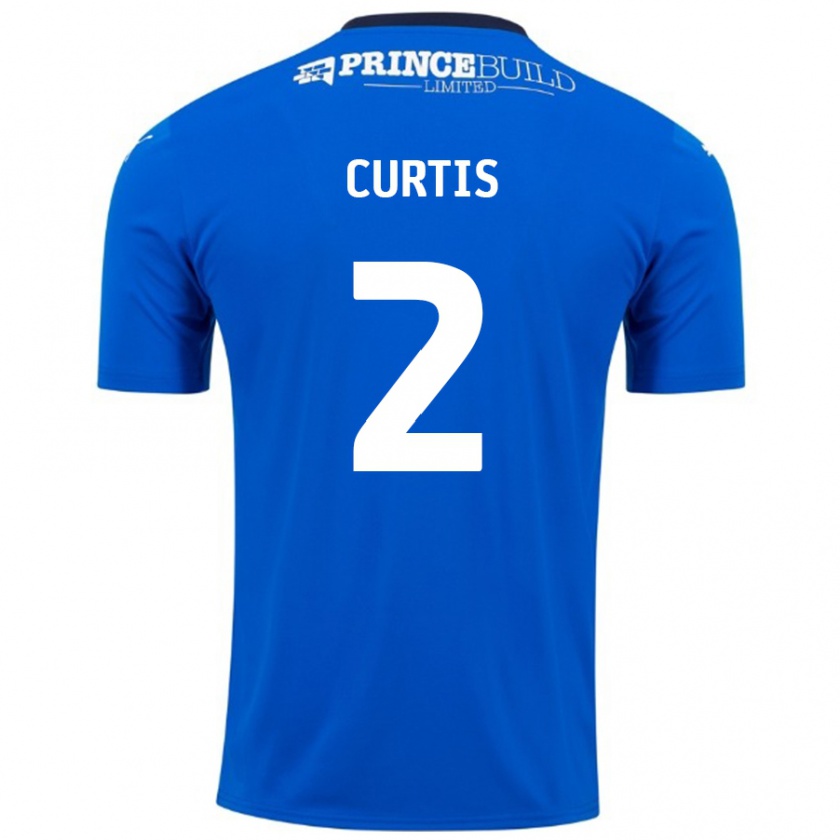 Kandiny Hombre Camiseta Sam Curtis #2 Azul Blanco 1ª Equipación 2024/25 La Camisa Chile