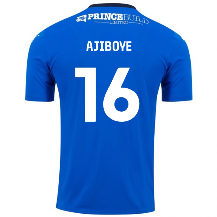 Kandiny Hombre Camiseta David Ajiboye #16 Azul Blanco 1ª Equipación 2024/25 La Camisa Chile