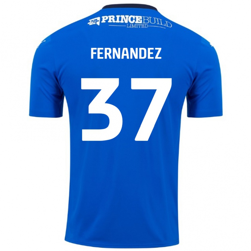 Kandiny Hombre Camiseta Emmanuel Fernandez #37 Azul Blanco 1ª Equipación 2024/25 La Camisa Chile