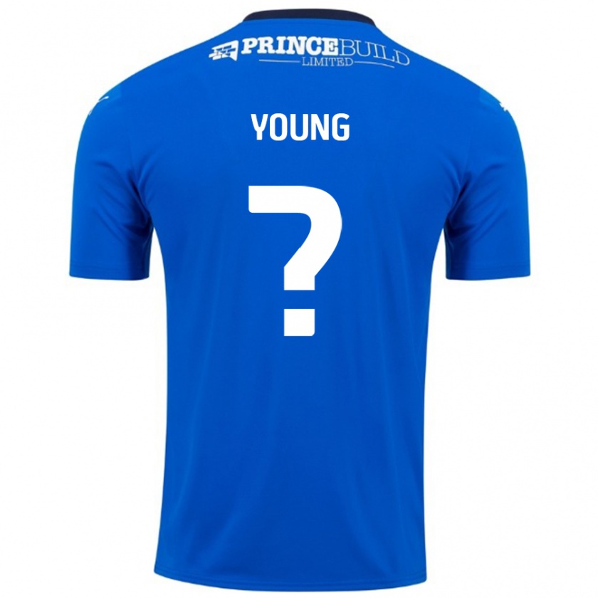 Kandiny Hombre Camiseta Tyler Young #0 Azul Blanco 1ª Equipación 2024/25 La Camisa Chile