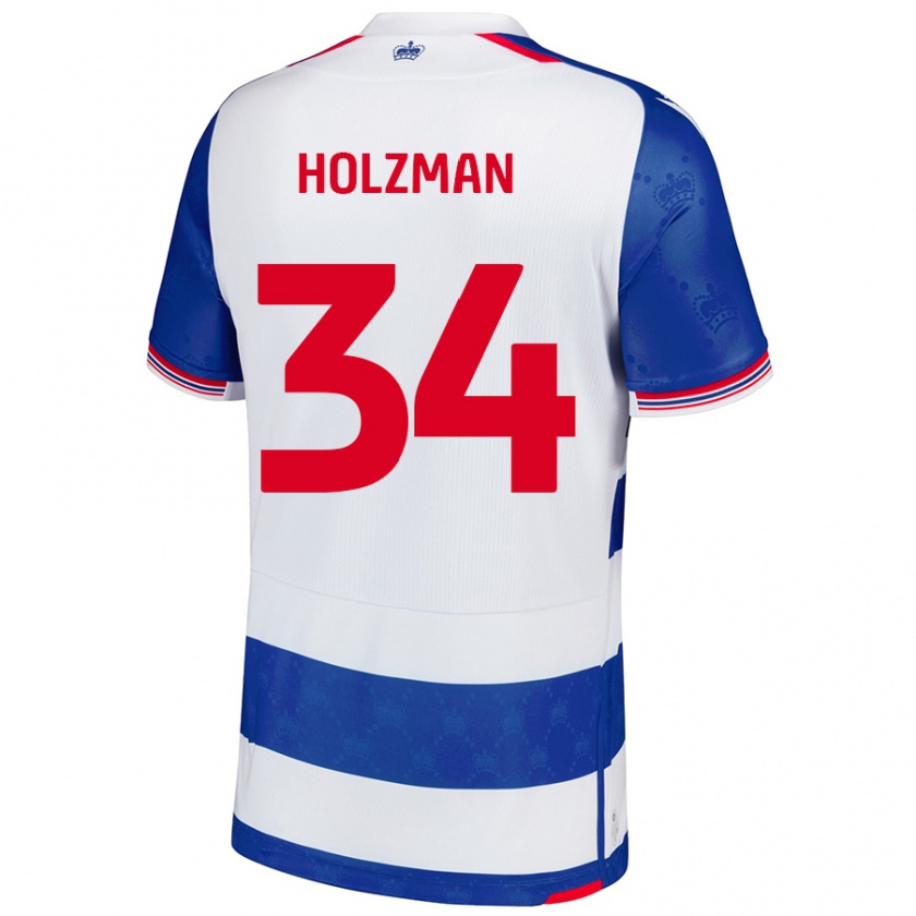 Kandiny Hombre Camiseta Louie Holzman #34 Azul Blanco 1ª Equipación 2024/25 La Camisa Chile