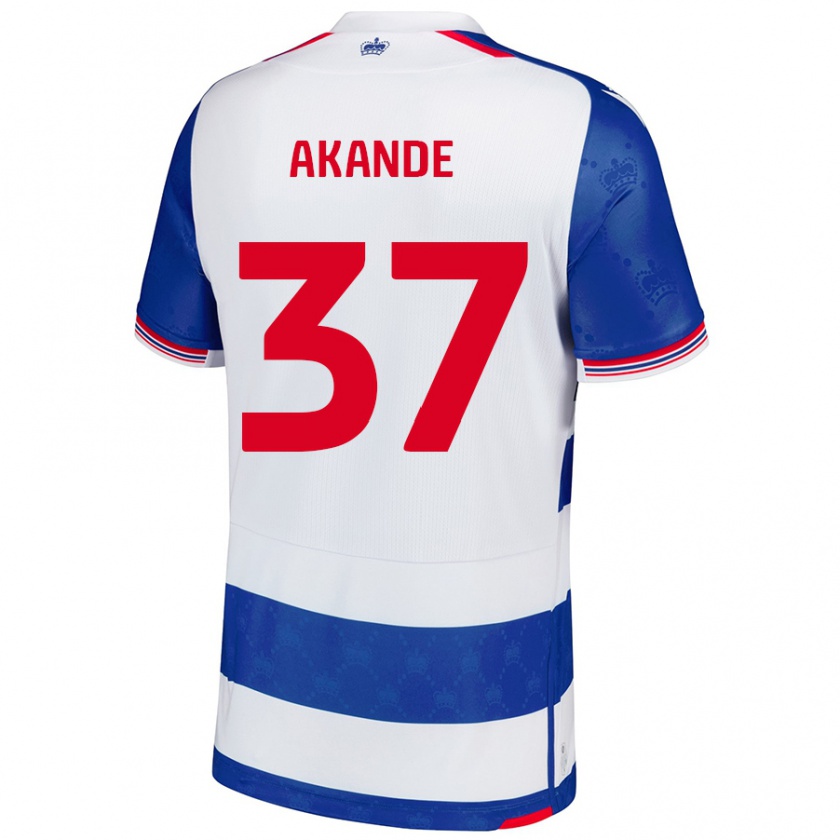 Kandiny Hombre Camiseta Adrian Akande #37 Azul Blanco 1ª Equipación 2024/25 La Camisa Chile