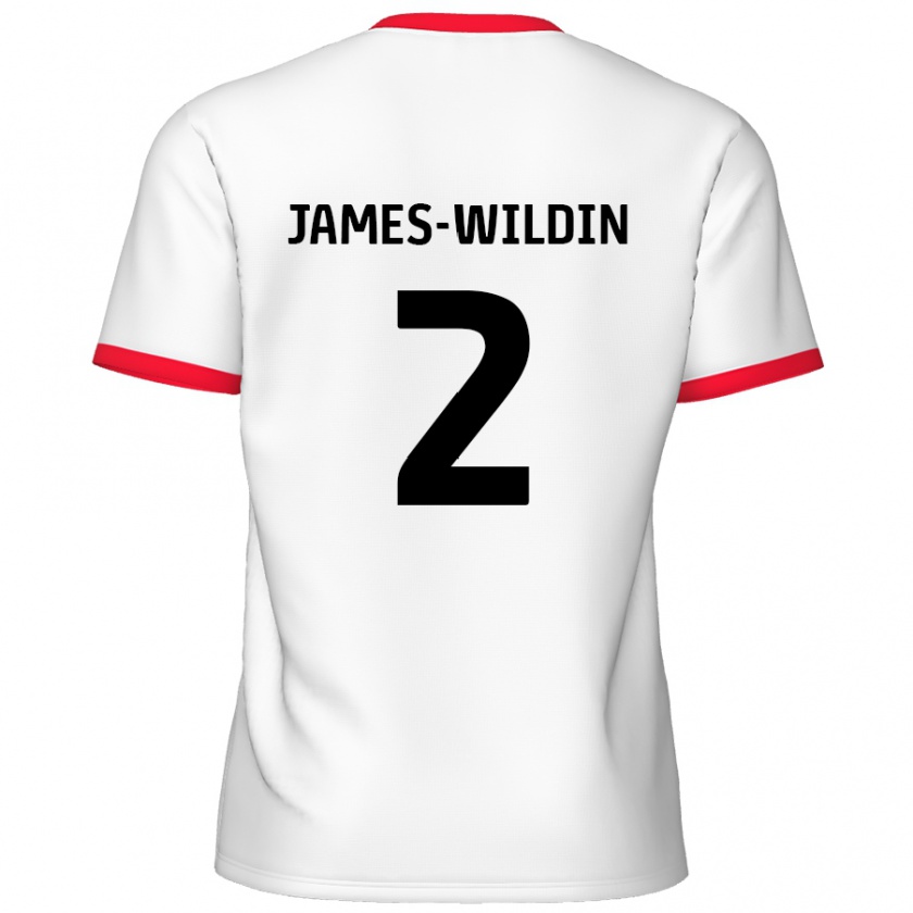 Kandiny Hombre Camiseta Luther James-Wildin #2 Blanco Rojo 1ª Equipación 2024/25 La Camisa Chile