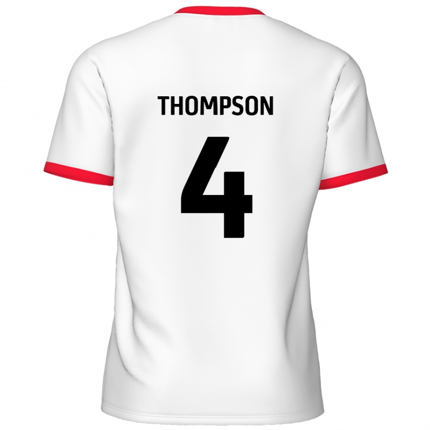 Kandiny Hombre Camiseta Nathan Thompson #4 Blanco Rojo 1ª Equipación 2024/25 La Camisa Chile