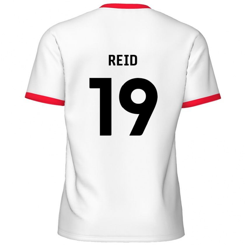 Kandiny Hombre Camiseta Jamie Reid #19 Blanco Rojo 1ª Equipación 2024/25 La Camisa Chile