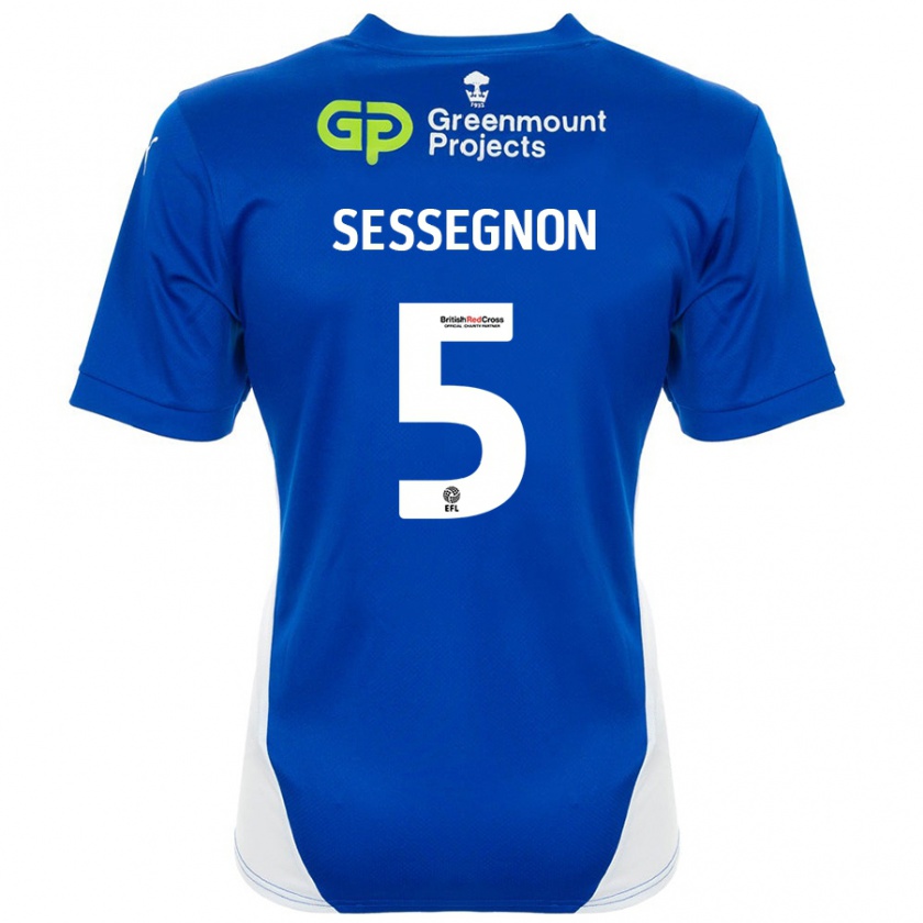 Kandiny Hombre Camiseta Steven Sessegnon #5 Azul Blanco 1ª Equipación 2024/25 La Camisa Chile