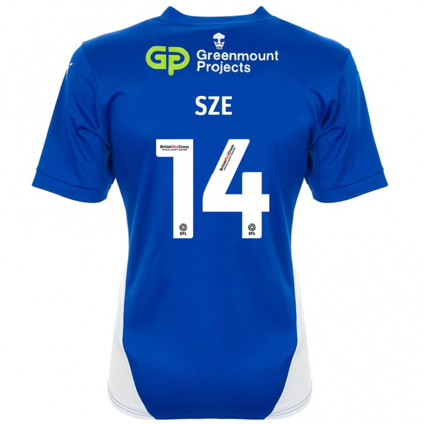 Kandiny Hombre Camiseta Chris Sze #14 Azul Blanco 1ª Equipación 2024/25 La Camisa Chile