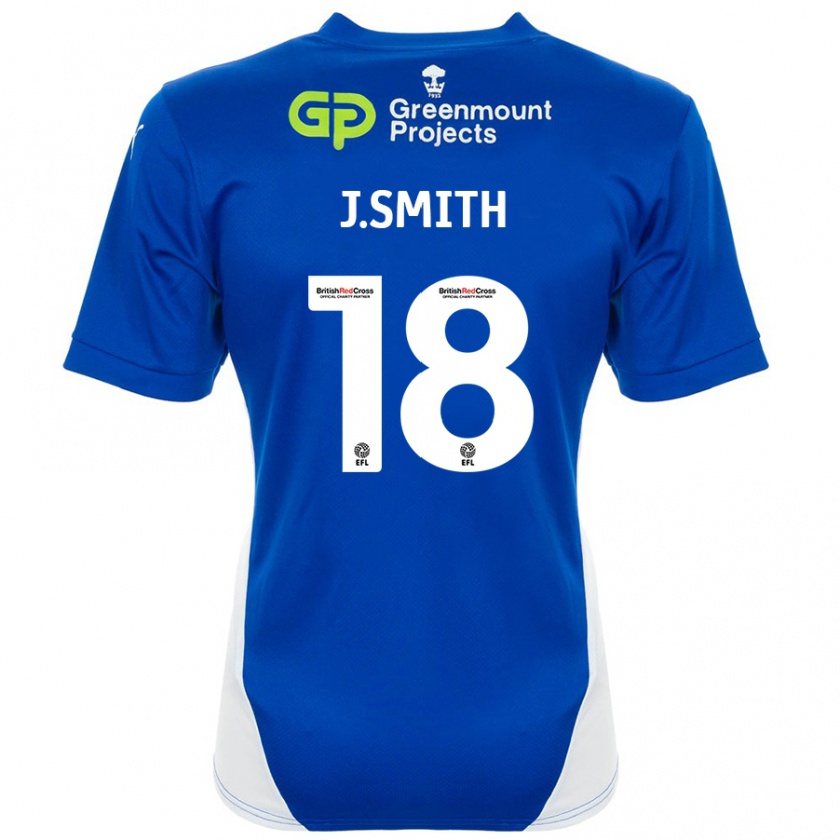 Kandiny Hombre Camiseta Jonny Smith #18 Azul Blanco 1ª Equipación 2024/25 La Camisa Chile