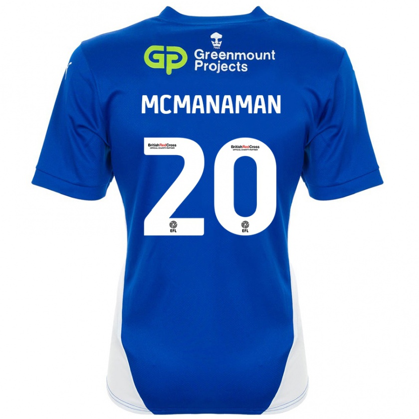 Kandiny Hombre Camiseta Callum Mcmanaman #20 Azul Blanco 1ª Equipación 2024/25 La Camisa Chile