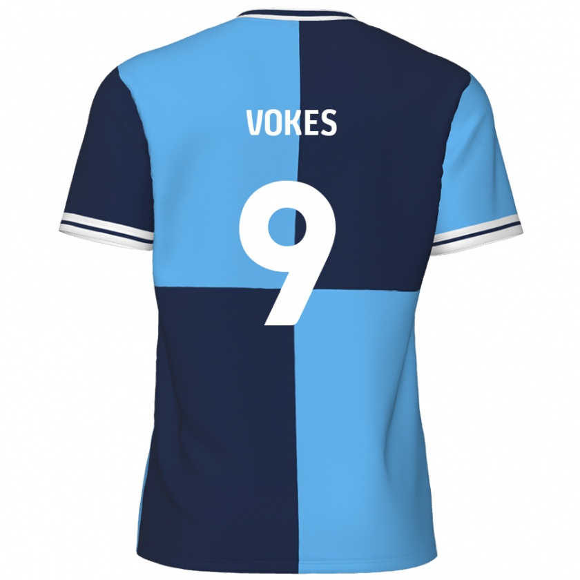 Kandiny Hombre Camiseta Sam Vokes #9 Azul Cielo Azul Oscuro 1ª Equipación 2024/25 La Camisa Chile