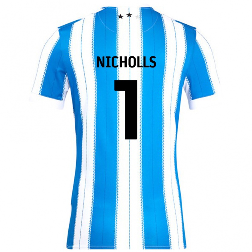 Kandiny Hombre Camiseta Lee Nicholls #1 Azul Blanco 1ª Equipación 2024/25 La Camisa Chile