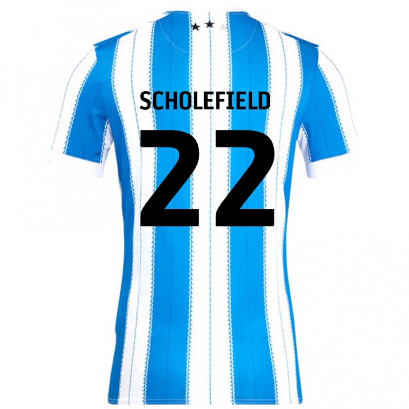 Kandiny Hombre Camiseta Lois Scholefield #22 Azul Blanco 1ª Equipación 2024/25 La Camisa Chile