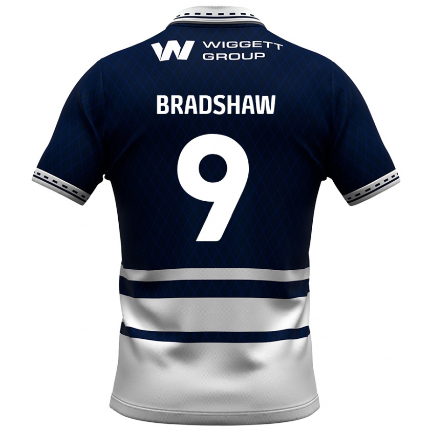 Kandiny Hombre Camiseta Tom Bradshaw #9 Azul Marino Blanco 1ª Equipación 2024/25 La Camisa Chile