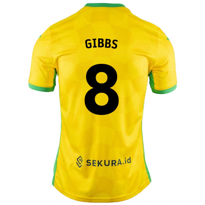 Kandiny Hombre Camiseta Liam Gibbs #8 Amarillo Verde 1ª Equipación 2024/25 La Camisa Chile