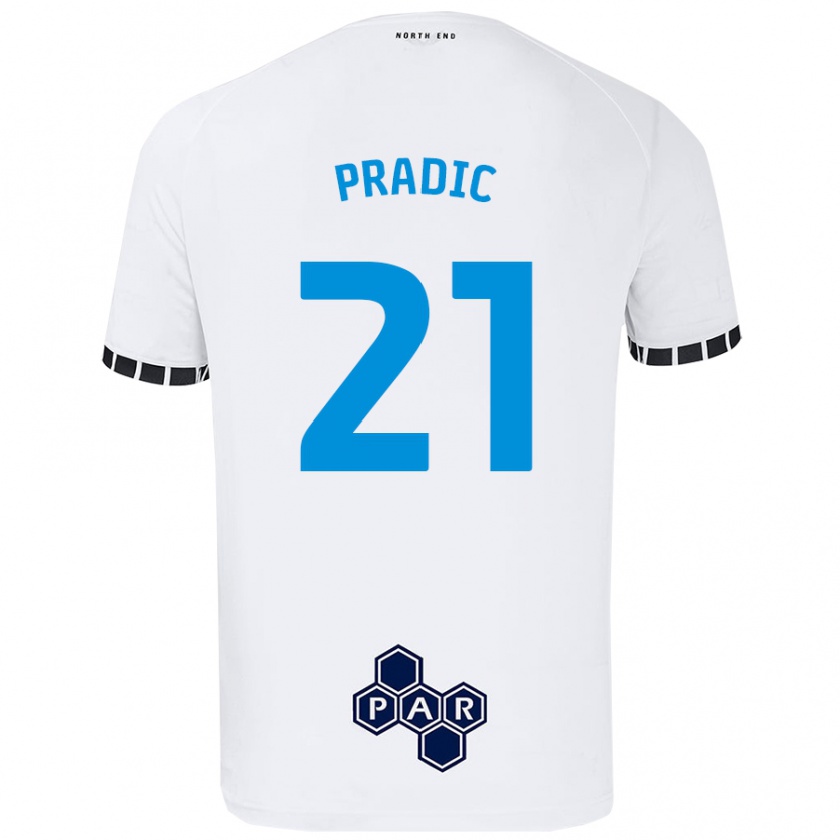 Kandiny Hombre Camiseta James Pradic #21 Blanco 1ª Equipación 2024/25 La Camisa Chile