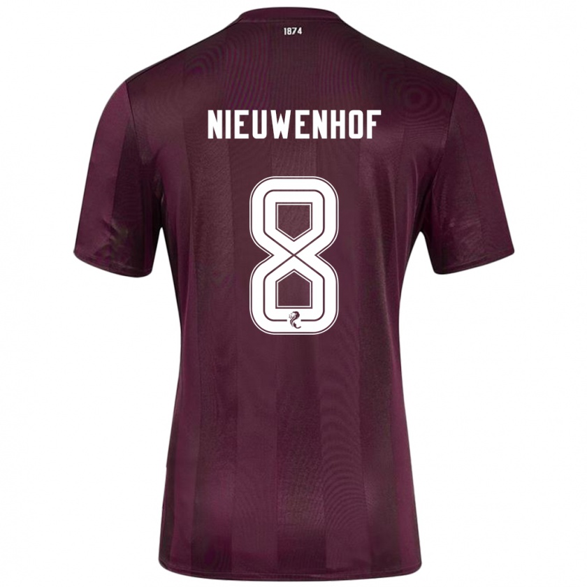 Kandiny Hombre Camiseta Calem Nieuwenhof #8 Borgoña 1ª Equipación 2024/25 La Camisa Chile