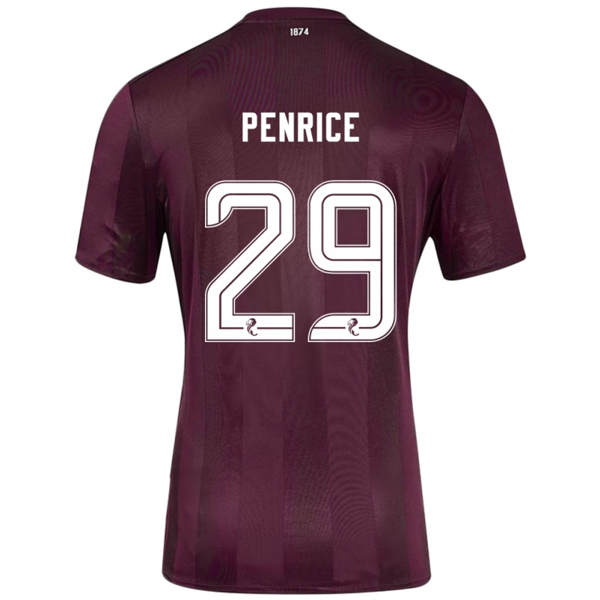 Kandiny Hombre Camiseta James Penrice #29 Borgoña 1ª Equipación 2024/25 La Camisa Chile