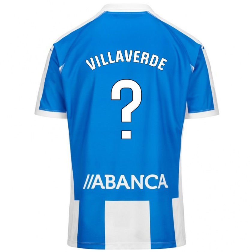 Kandiny Hombre Camiseta Hugo Villaverde #0 Azul Blanco 1ª Equipación 2024/25 La Camisa Chile