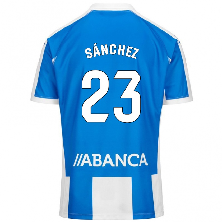 Kandiny Hombre Camiseta Kevin Sánchez #23 Azul Blanco 1ª Equipación 2024/25 La Camisa Chile