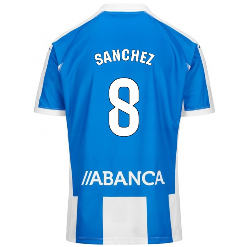 Kandiny Hombre Camiseta Carlota Sánchez #8 Azul Blanco 1ª Equipación 2024/25 La Camisa Chile