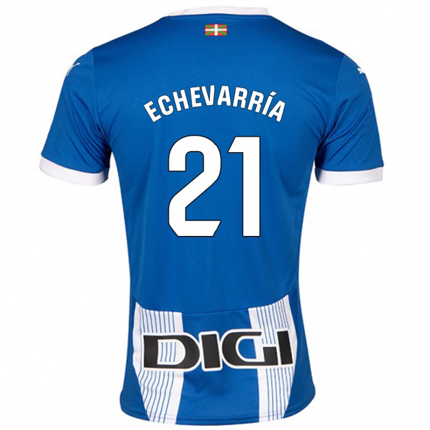 Kandiny Hombre Camiseta Martin Echevarría #21 Azul 1ª Equipación 2024/25 La Camisa Chile