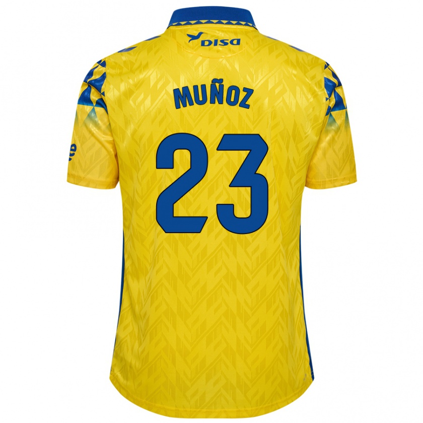 Kandiny Hombre Camiseta Álex Muñoz #23 Amarillo Azul 1ª Equipación 2024/25 La Camisa Chile