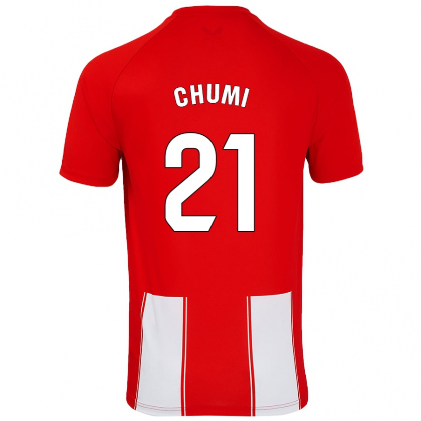 Kandiny Hombre Camiseta Chumi #21 Rojo Blanco 1ª Equipación 2024/25 La Camisa Chile