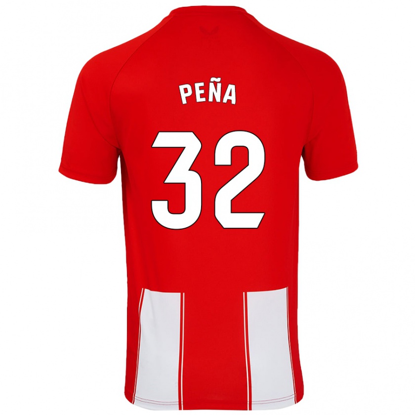 Kandiny Hombre Camiseta Marcos Peña #32 Rojo Blanco 1ª Equipación 2024/25 La Camisa Chile