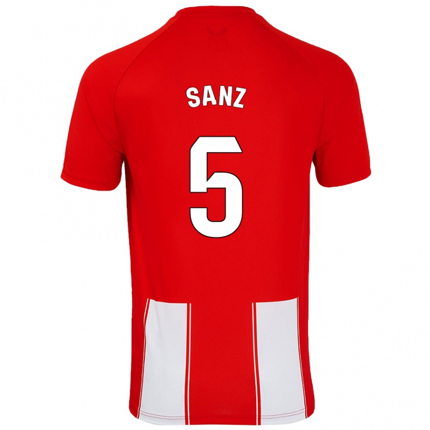 Kandiny Hombre Camiseta Paco Sanz #5 Rojo Blanco 1ª Equipación 2024/25 La Camisa Chile