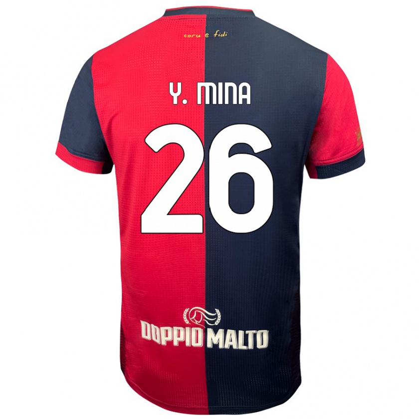 Kandiny Hombre Camiseta Yerry Mina #26 Rojo Azul Más Oscuro 1ª Equipación 2024/25 La Camisa Chile