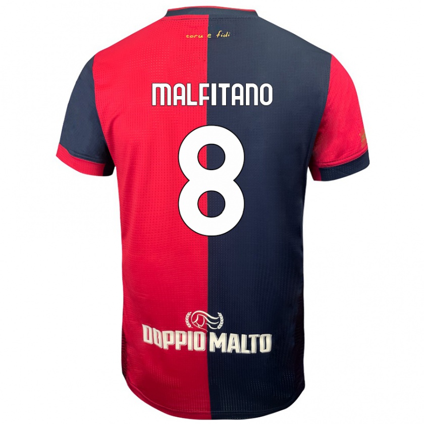 Kandiny Hombre Camiseta Roberto Malfitano #8 Rojo Azul Más Oscuro 1ª Equipación 2024/25 La Camisa Chile