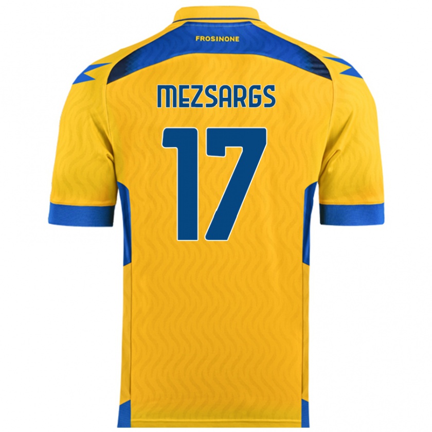 Kandiny Hombre Camiseta Kristians Mezsargs #17 Amarillo 1ª Equipación 2024/25 La Camisa Chile