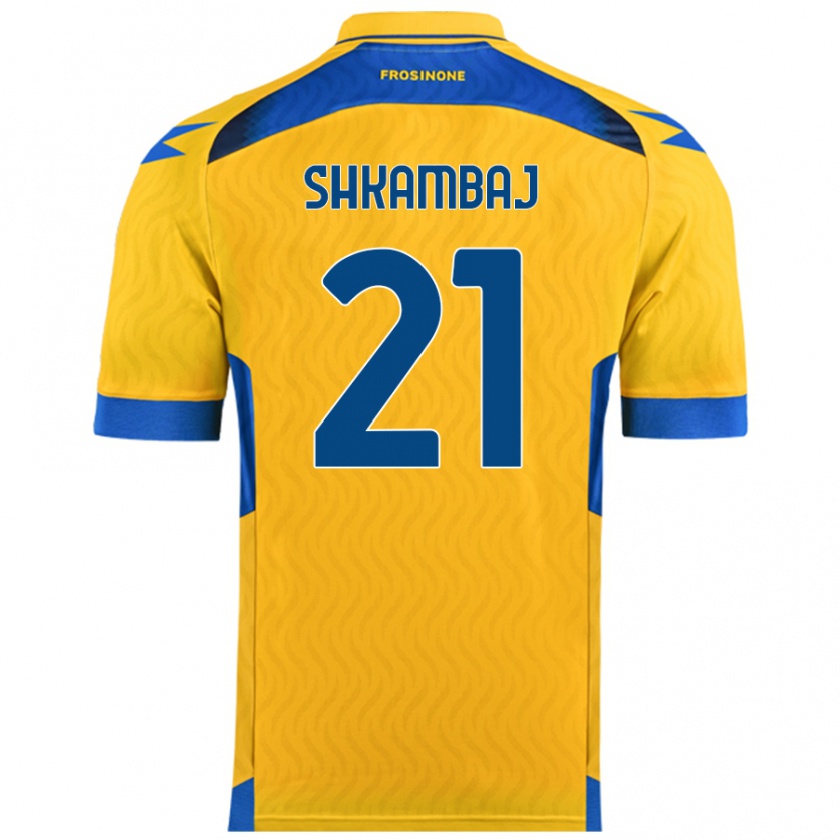 Kandiny Hombre Camiseta Ardit Shkambaj #21 Amarillo 1ª Equipación 2024/25 La Camisa Chile