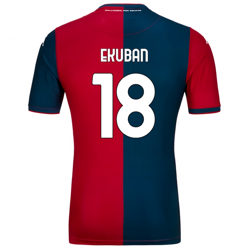 Kandiny Hombre Camiseta Caleb Ekuban #18 Rojo Azul Oscuro 1ª Equipación 2024/25 La Camisa Chile