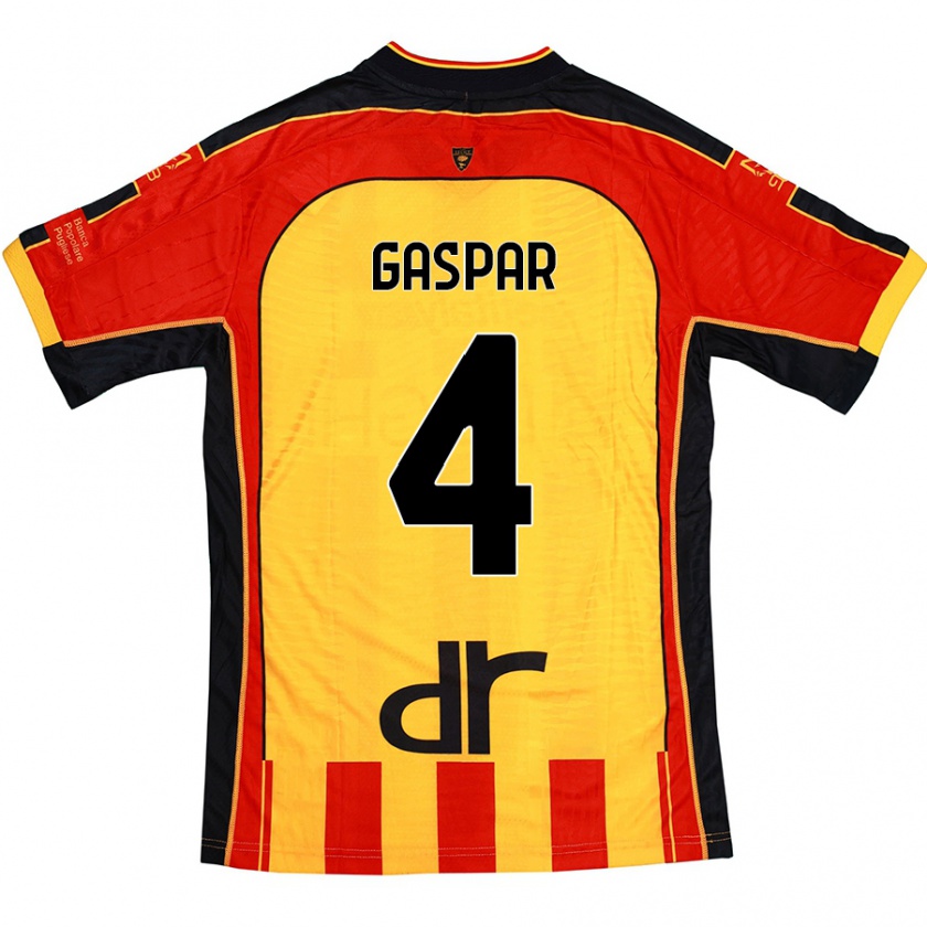 Kandiny Hombre Camiseta Kialonda Gaspar #4 Amarillo Rojo 1ª Equipación 2024/25 La Camisa Chile