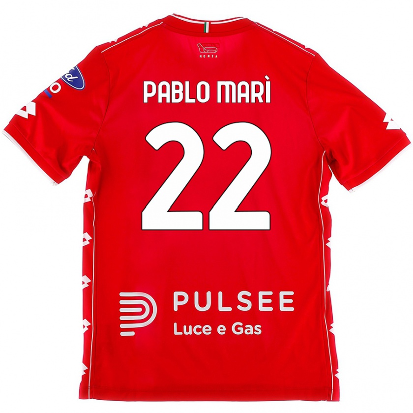 Kandiny Hombre Camiseta Pablo Marí #22 Rojo Blanco 1ª Equipación 2024/25 La Camisa Chile