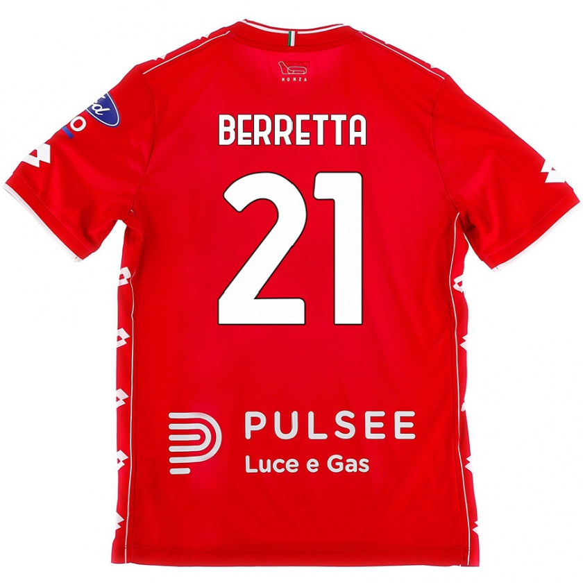 Kandiny Hombre Camiseta Alessandro Berretta #21 Rojo Blanco 1ª Equipación 2024/25 La Camisa Chile