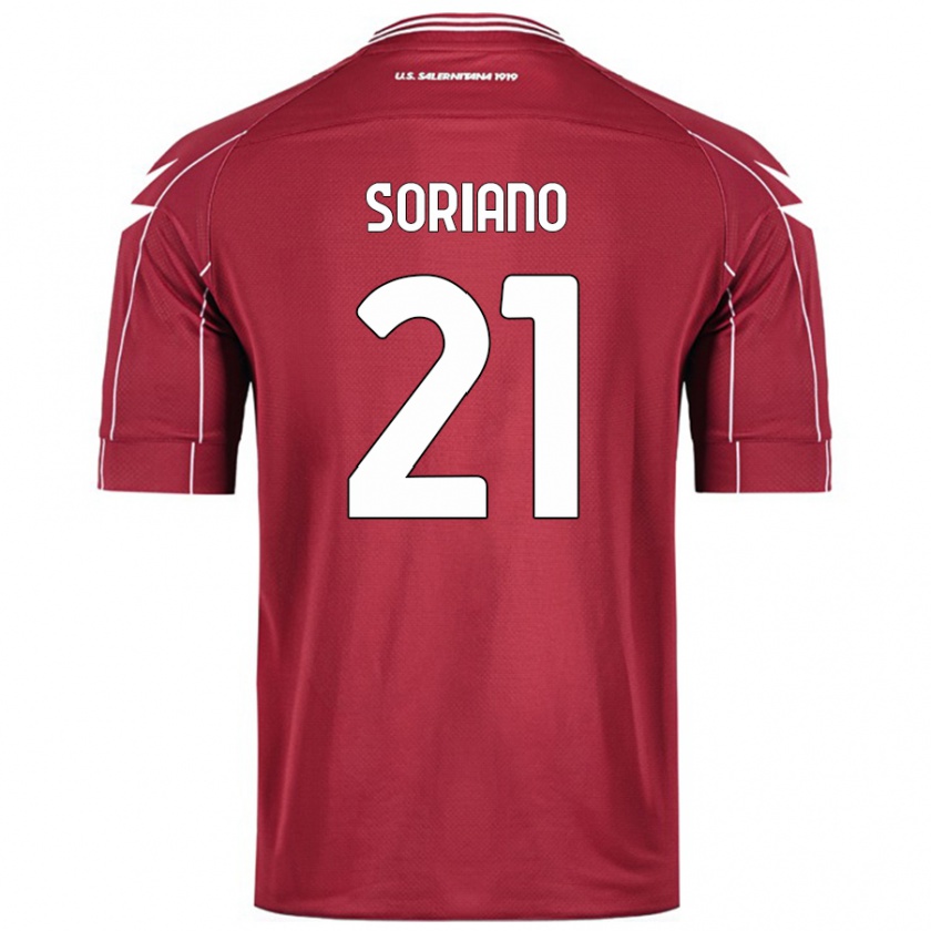 Kandiny Hombre Camiseta Roberto Soriano #21 Borgoña 1ª Equipación 2024/25 La Camisa Chile