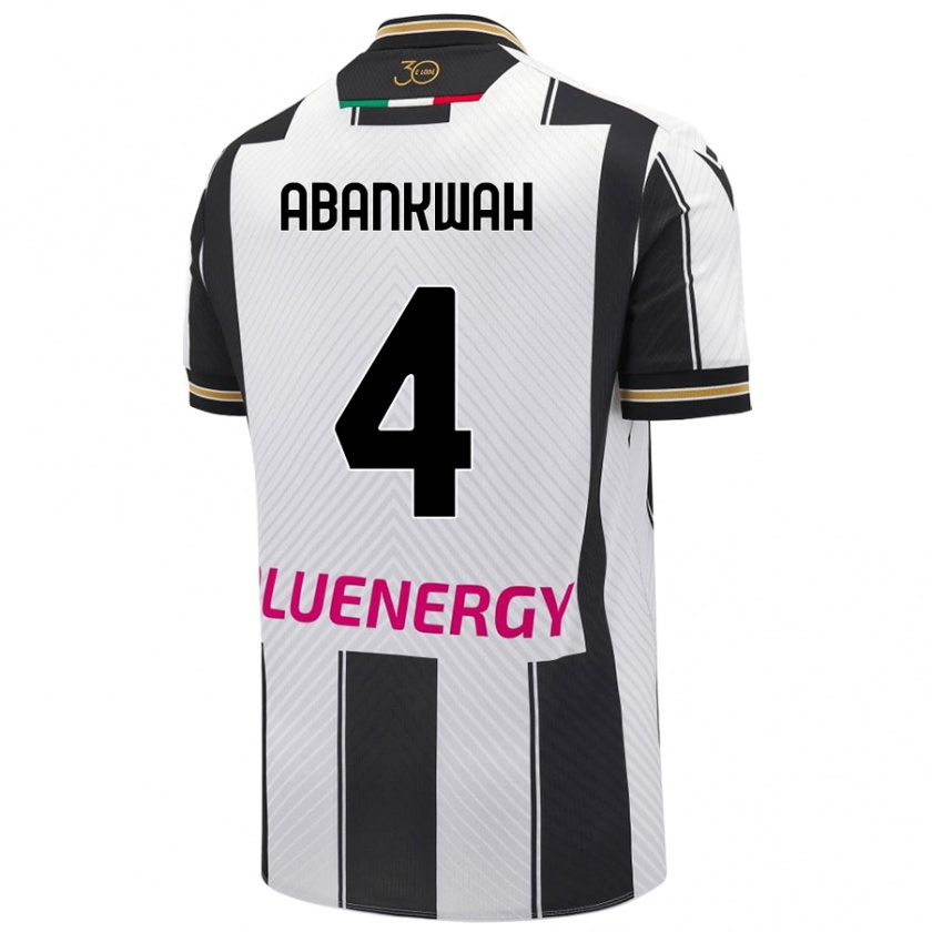 Kandiny Hombre Camiseta James Abankwah #4 Blanco Negro 1ª Equipación 2024/25 La Camisa Chile