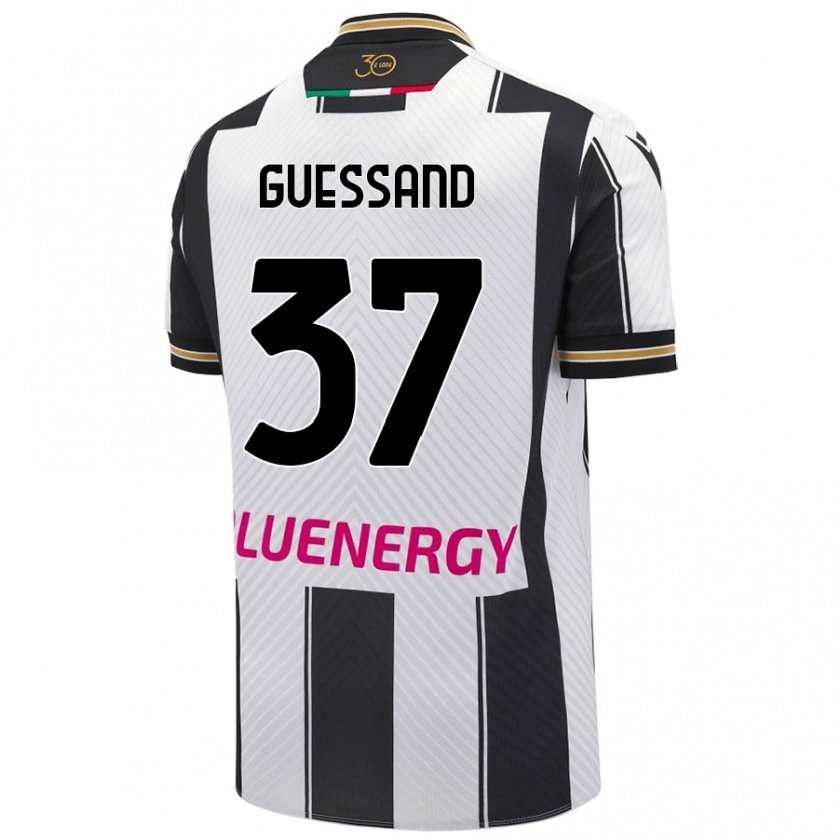 Kandiny Hombre Camiseta Axel Guessand #37 Blanco Negro 1ª Equipación 2024/25 La Camisa Chile