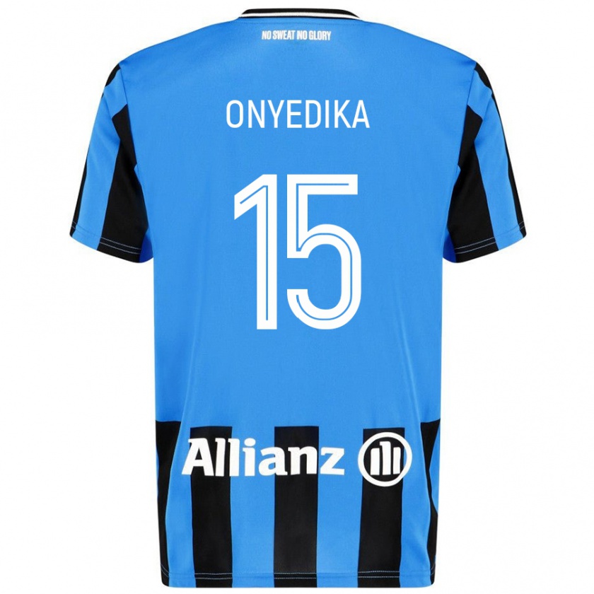 Kandiny Hombre Camiseta Raphael Onyedika #15 Azul Cielo Negro 1ª Equipación 2024/25 La Camisa Chile